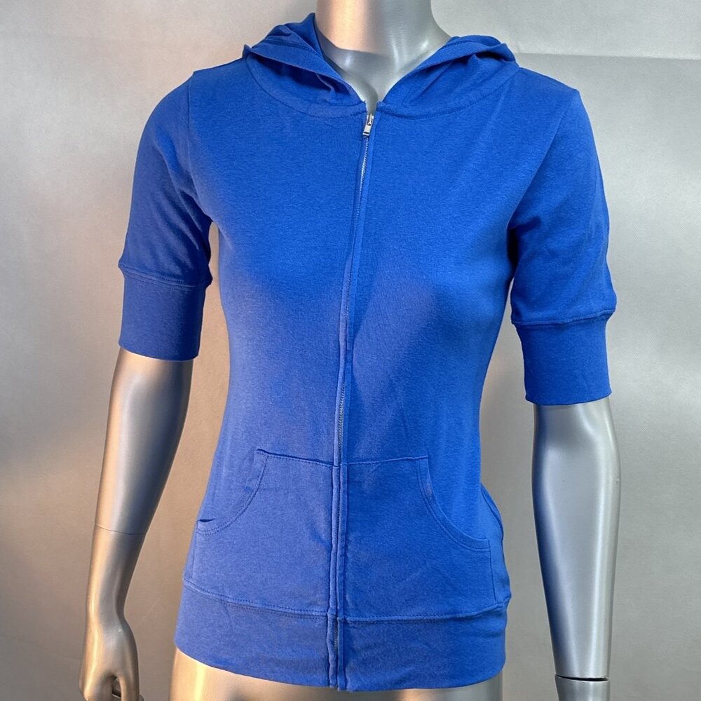 Royal Blue Short Sleeve Zip-Up Hoodie w/Kangaroo Pockets